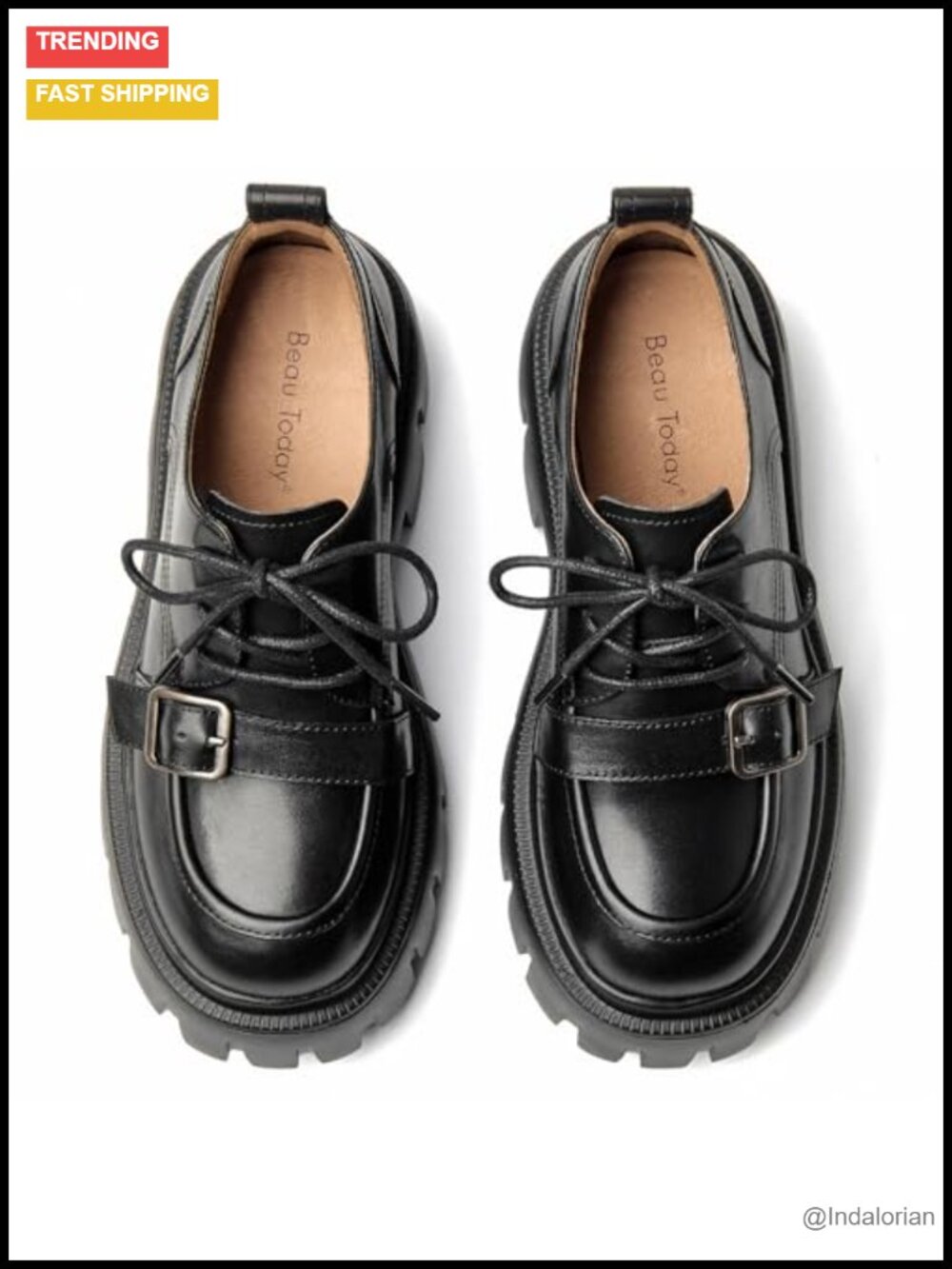 Leather Platform Oxfords Chunky Lug Sole Dress Shoes Women